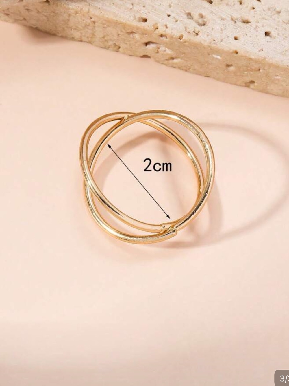 Minimalist criss cross X ring stack inlaid gold jewelry rare viral Bohemian - Picture 2 of 3